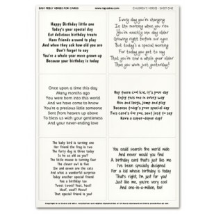 Easy Peely Verses for Cards Children\'s Birthday Sheet